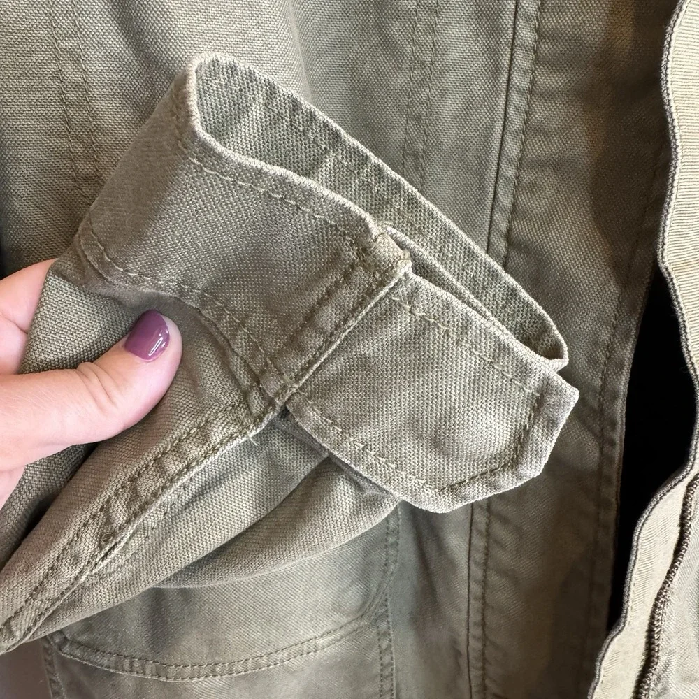 Madewell Utility Cargo Jean Denim Jacket Women's M Olive Green Long Sleeve - Picture 8 of 10